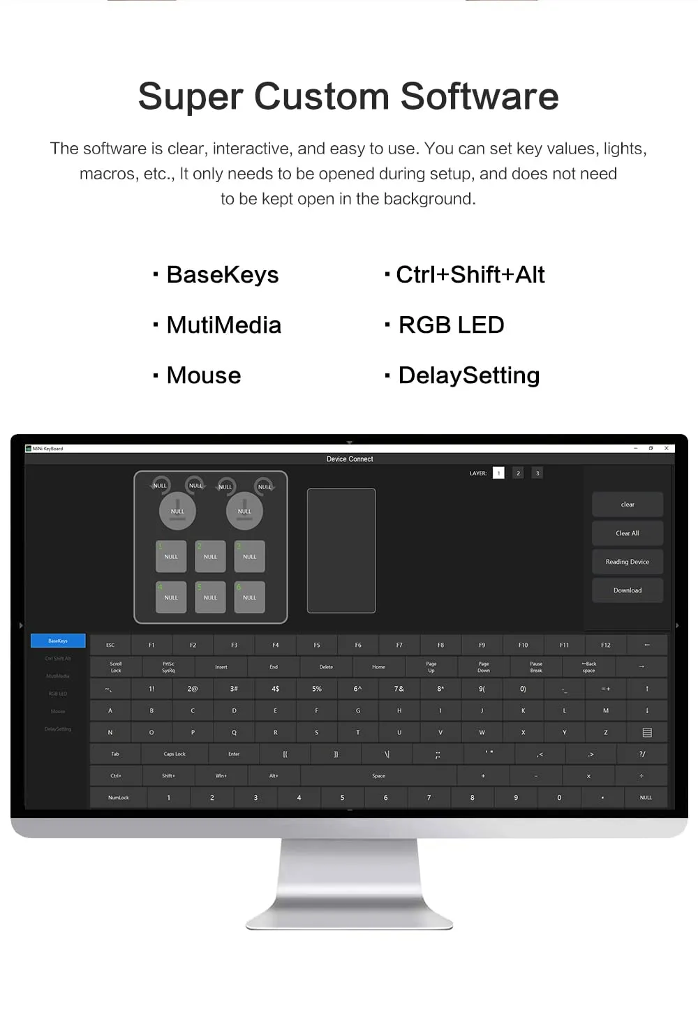 6 Key 2 Knob Programmable Macro Keyboard - Wired/Bluetooth/2.4G, 400mAh, RGB Hot-Swap for Gaming & Photoshop