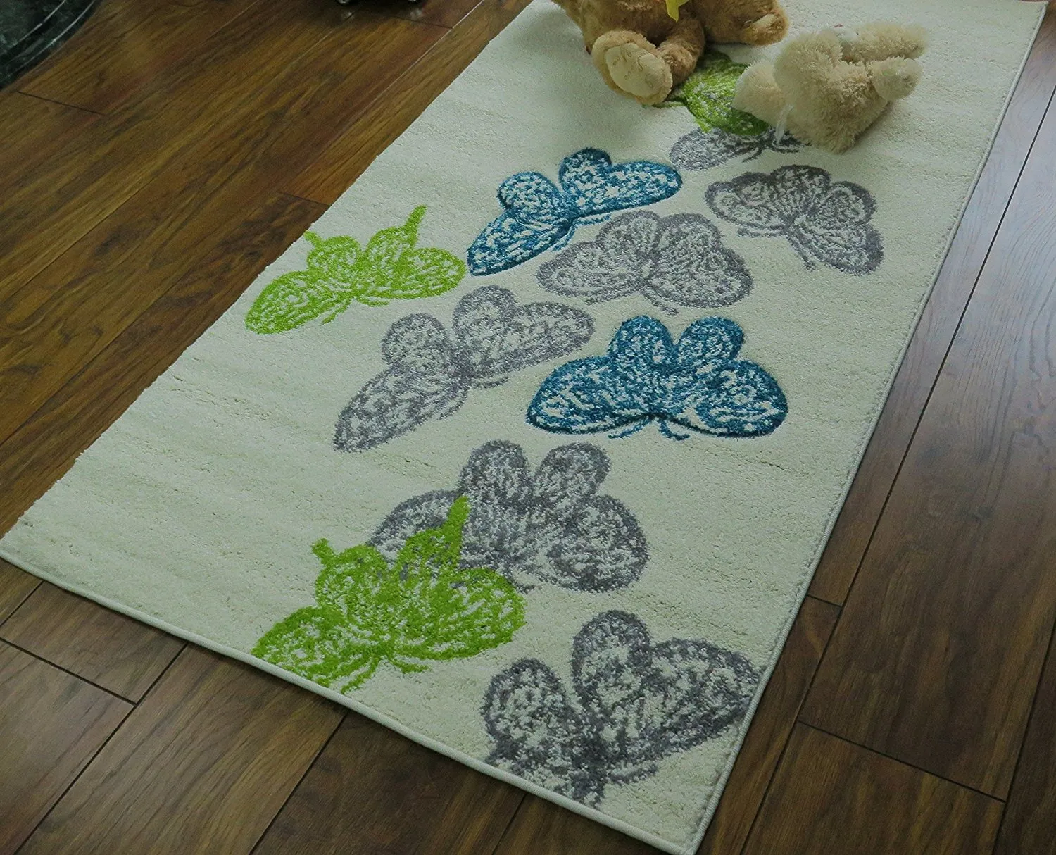 Butterfly Rug for Girls Room, Multi-Coloured, 80 x 150 cm