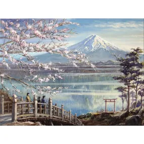 Cherry Blossoms - 5D DIY Round Drill Diamond Painting (Canvas 50x40cm/19.69x15.71in )