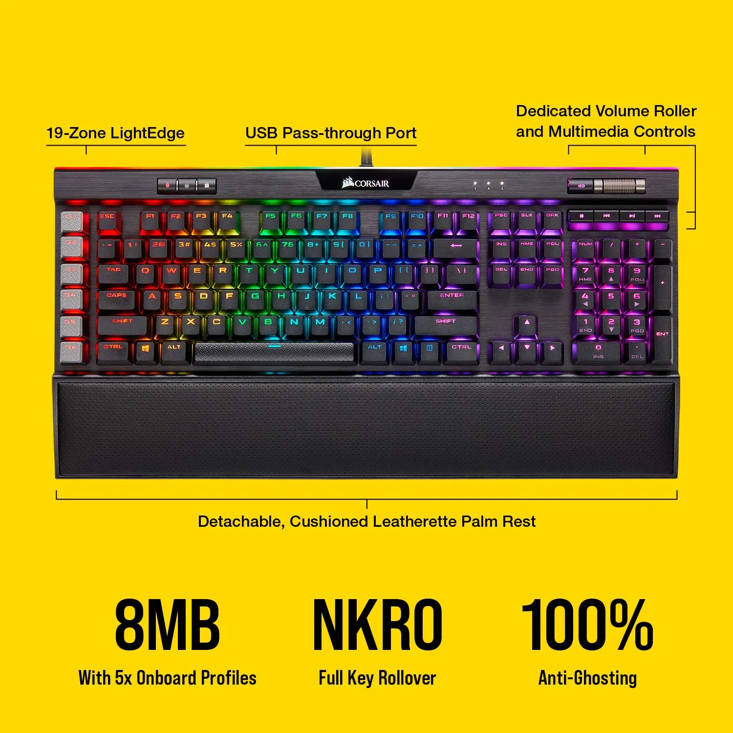 Corsair K95 RGB PLATINUM XT Mechanical Wired Gaming Keyboard - Cherry MX Speed Switches - PBT Double-Shot Keycaps - iCUE Compatible - QWERTY NA Layout - Black