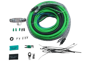 Full Tilt 4 Gauge AWG Lime Green/Black Amplifier/Amp Wire Kit