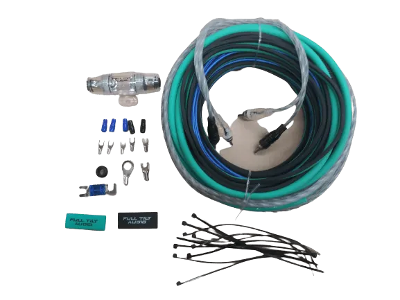 Full Tilt 8 Gauge AWG Teal/Black Amplifier/Amp Wire Kit