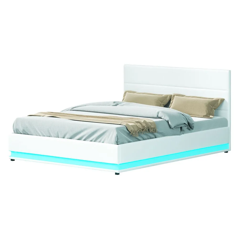 Henley LED Storage Queen Bed Frame White