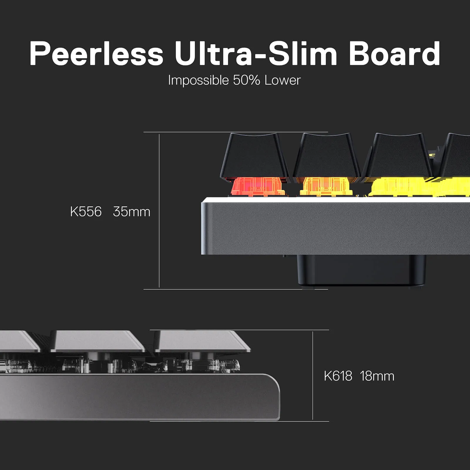 HORUS K618 Ultra-Thin, High-Performance Wireless Mechanical Keyboard for Seamless Typing Experience