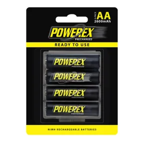 4-Pack of Maha Powerex Precharged Rechargeable AA NiMH Batteries (1.2V, 2600mAh)