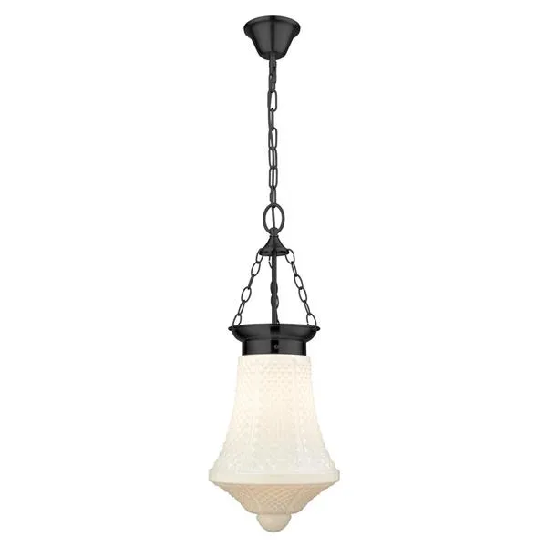 Maya Lantern Glass Pendant Light in Black (Clear/Grey/Opal)