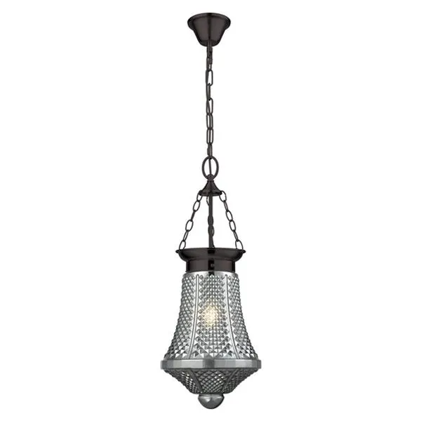 Maya Lantern Glass Pendant Light in Black (Clear/Grey/Opal)