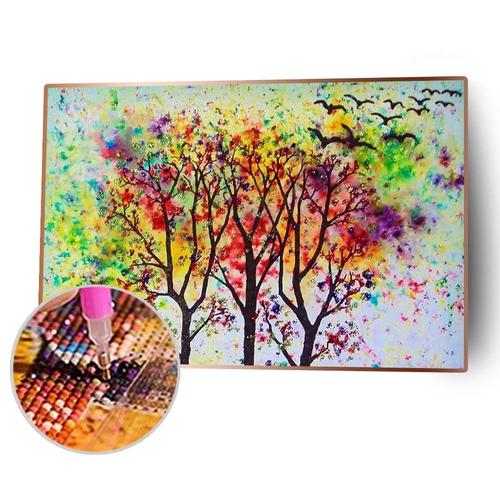 Painted Tree - Full Round Diamond - 40x30CM