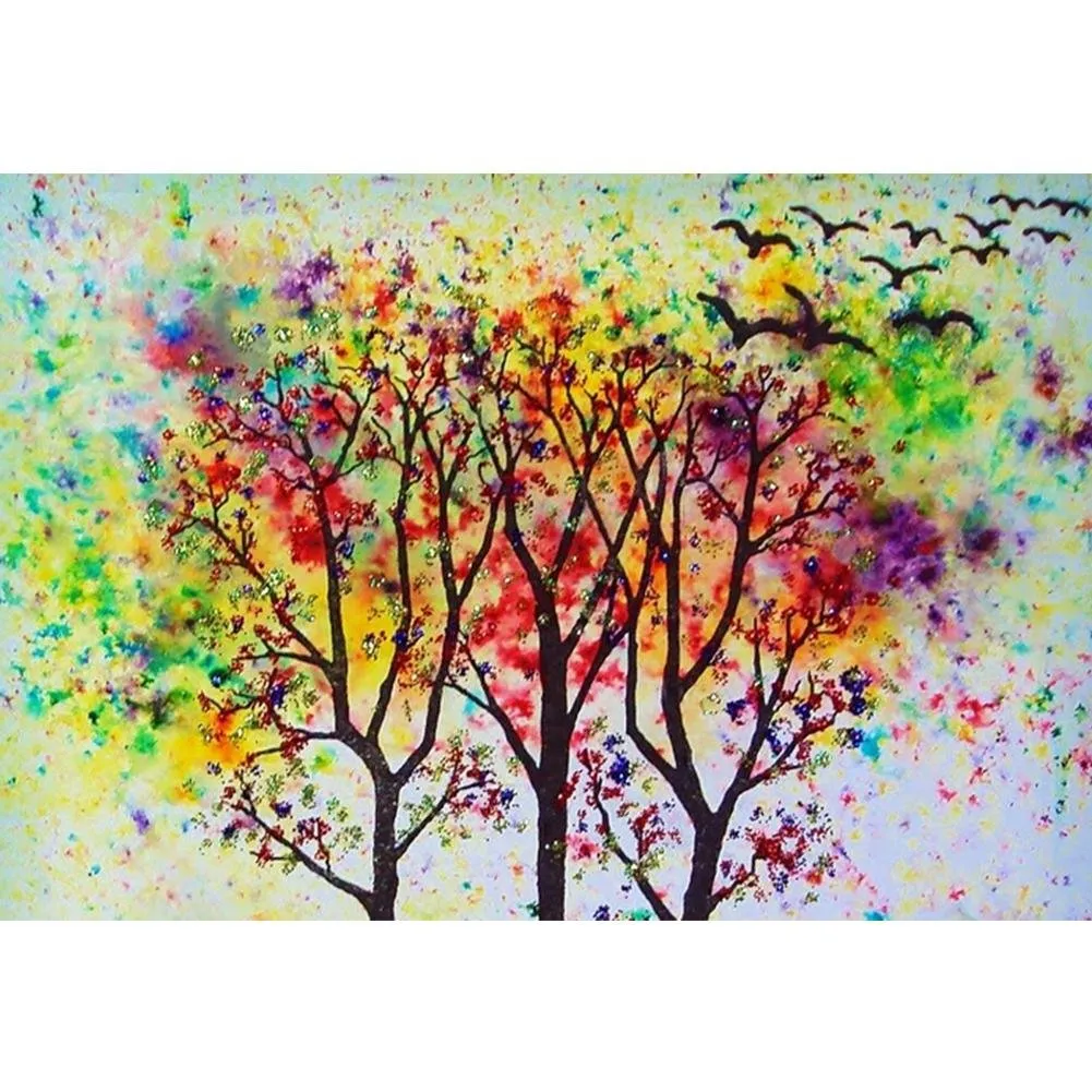 Painted Tree - Full Round Diamond - 40x30CM