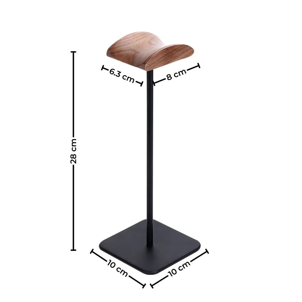 Premium Walnut & Aluminum Headset Stand, Black - Voctus