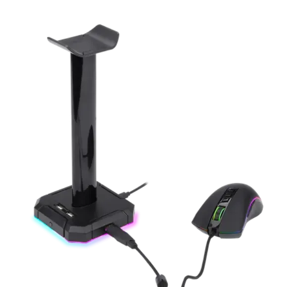 Redragon HA300 Scepter Pro Headset Stand RGB Backlit Gaming Headphone Stand with Supporting Bar