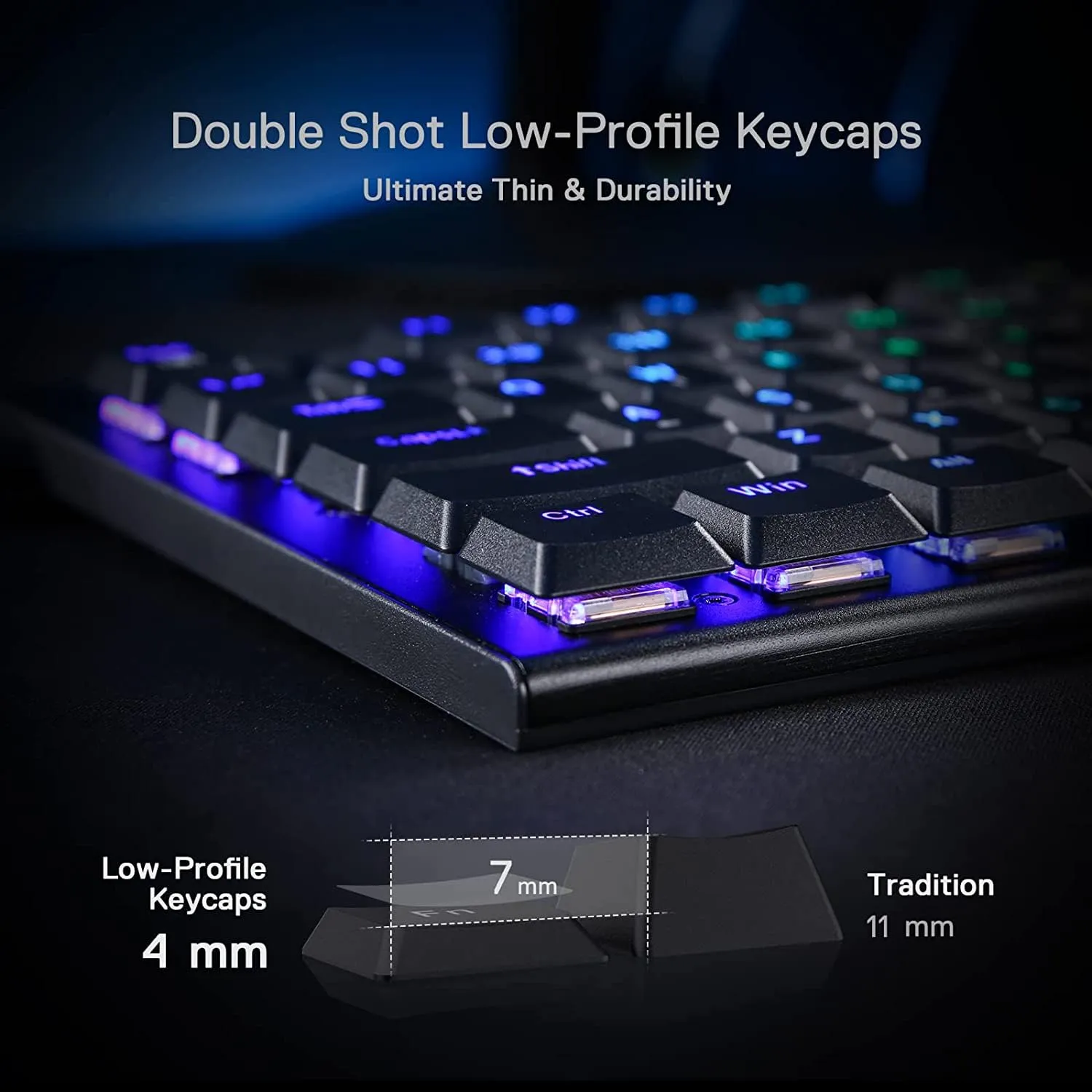 Redragon K618 Horus Wireless RGB Mechanical Keyboard, BT/2.4Ghz/Wired Tri-Mode Low Profile Gaming Keyboard w/Ultra-Thin Design, Dedicated Media Control & Linear Red Switch