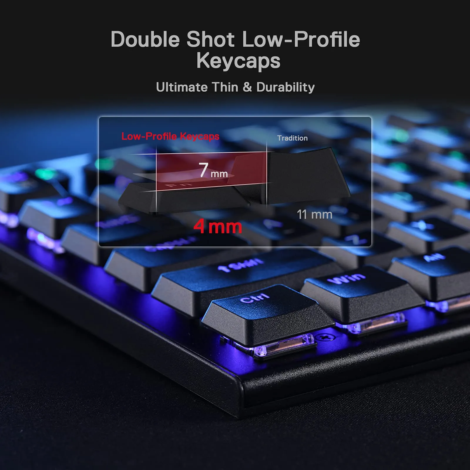 Redragon K618 Horus Wireless RGB Mechanical Keyboard, BT/2.4Ghz/Wired Tri-Mode Low Profile Gaming Keyboard w/Ultra-Thin Design, Dedicated Media Control & Linear Red Switch