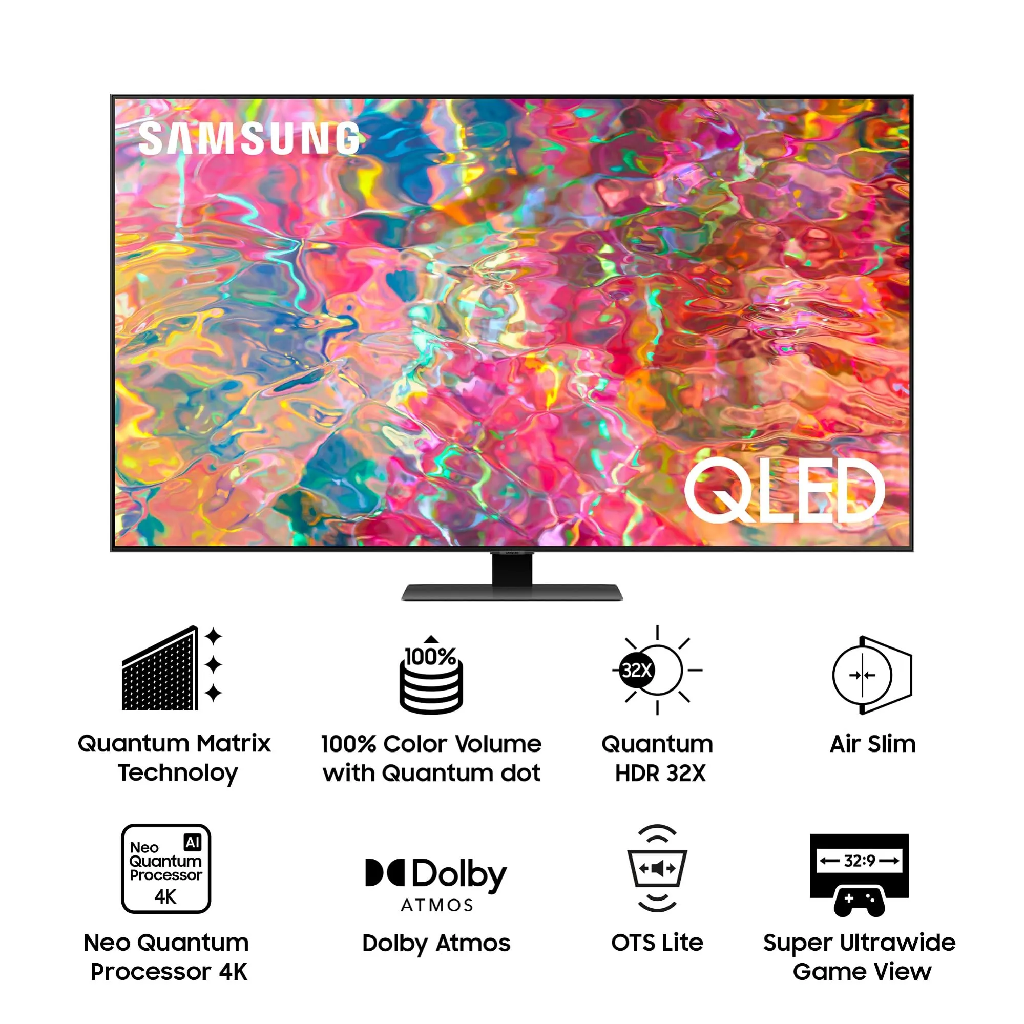 Samsung 138 cm (55 inches) 4K Ultra HD Smart QLED TV QA55Q80BAKLXL (Carbon Silver)