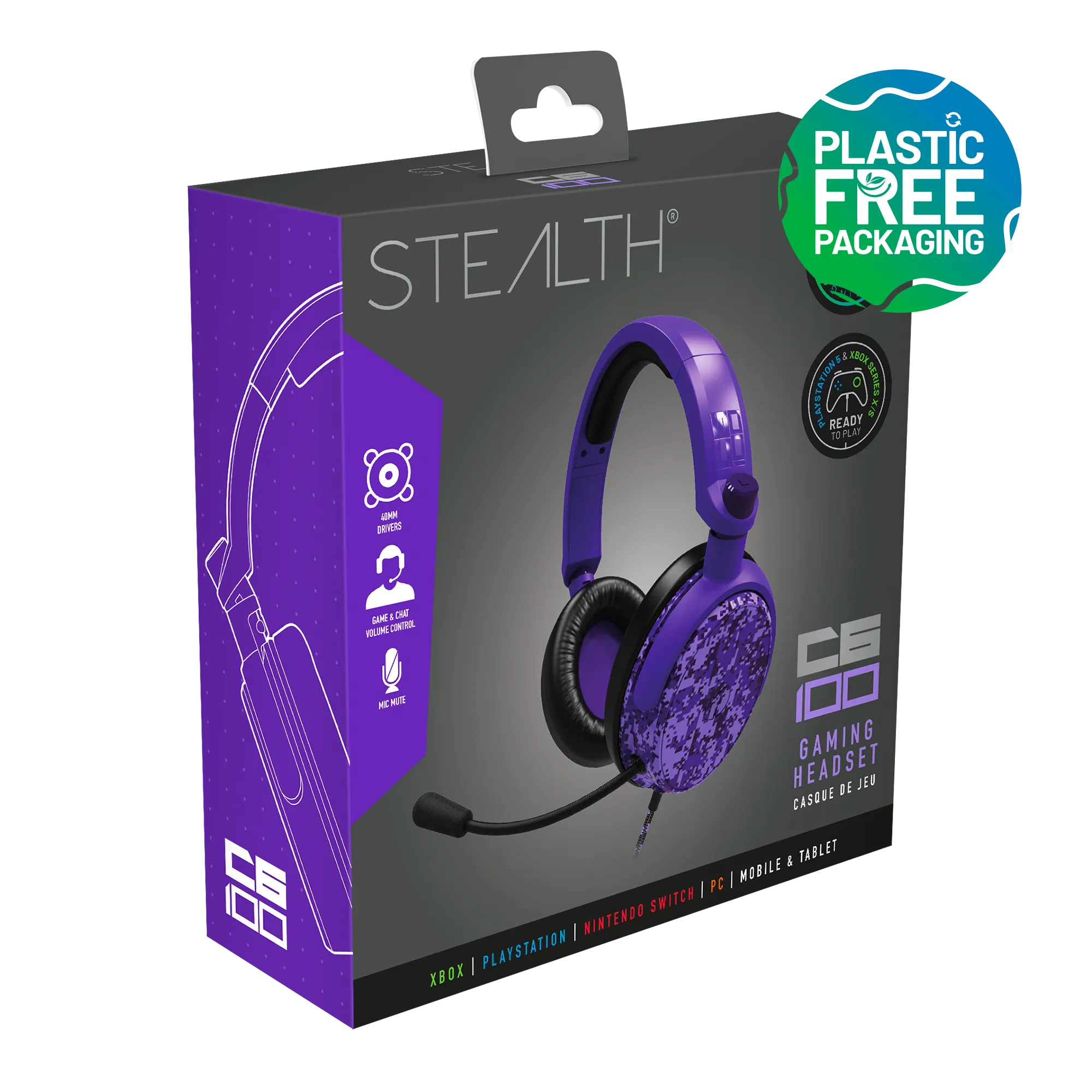 Stealth C6-100 Gaming Headset for XBOX, PS4/PS5, Switch, PC - Digital Purple