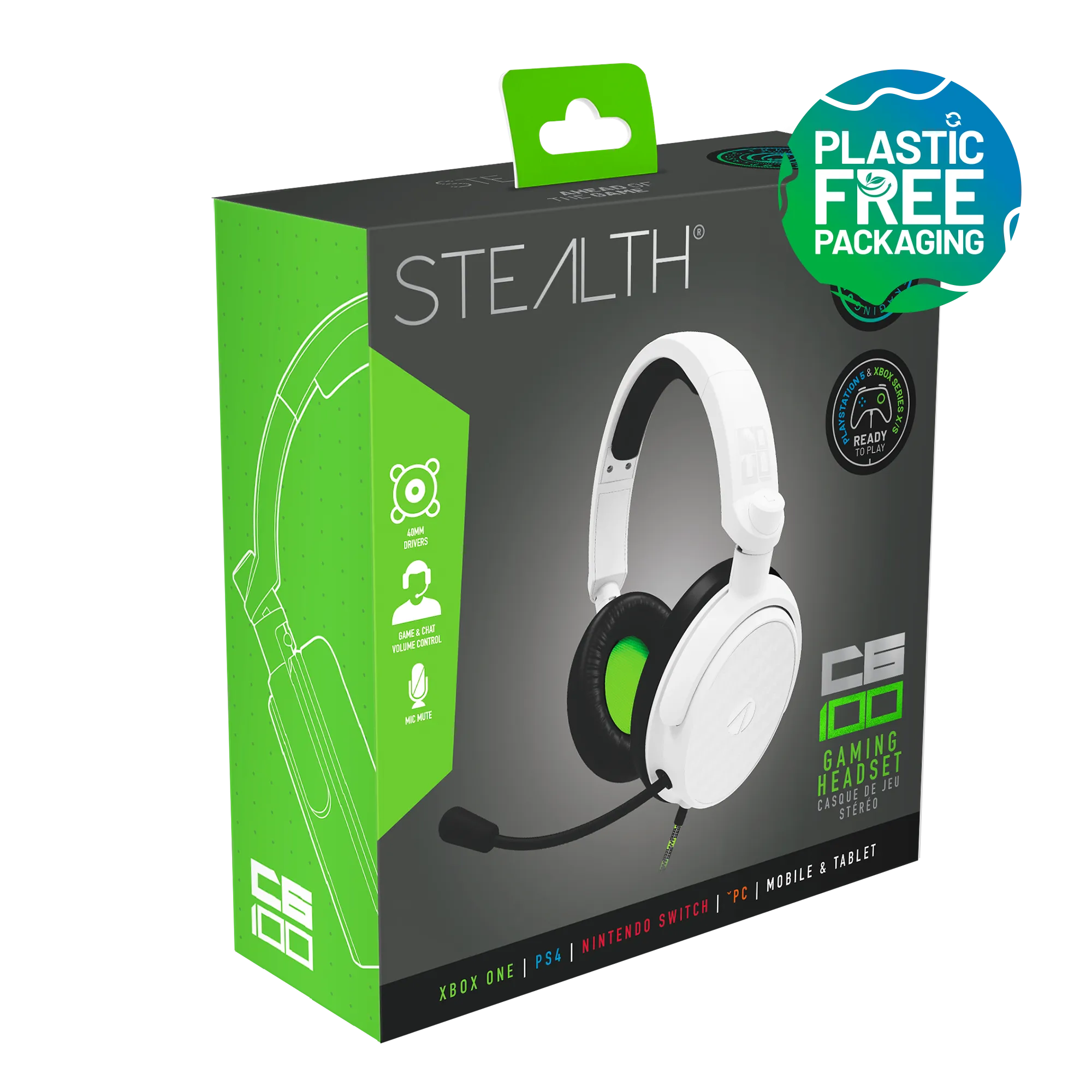 Stealth C6-100 Gaming Headset for XBOX, PS4/PS5, Switch, PC - Green/White