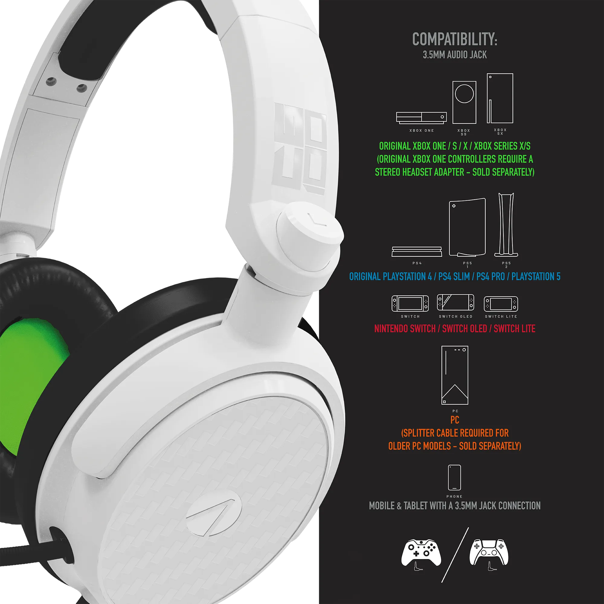 Stealth C6-100 Gaming Headset for XBOX, PS4/PS5, Switch, PC - Green/White