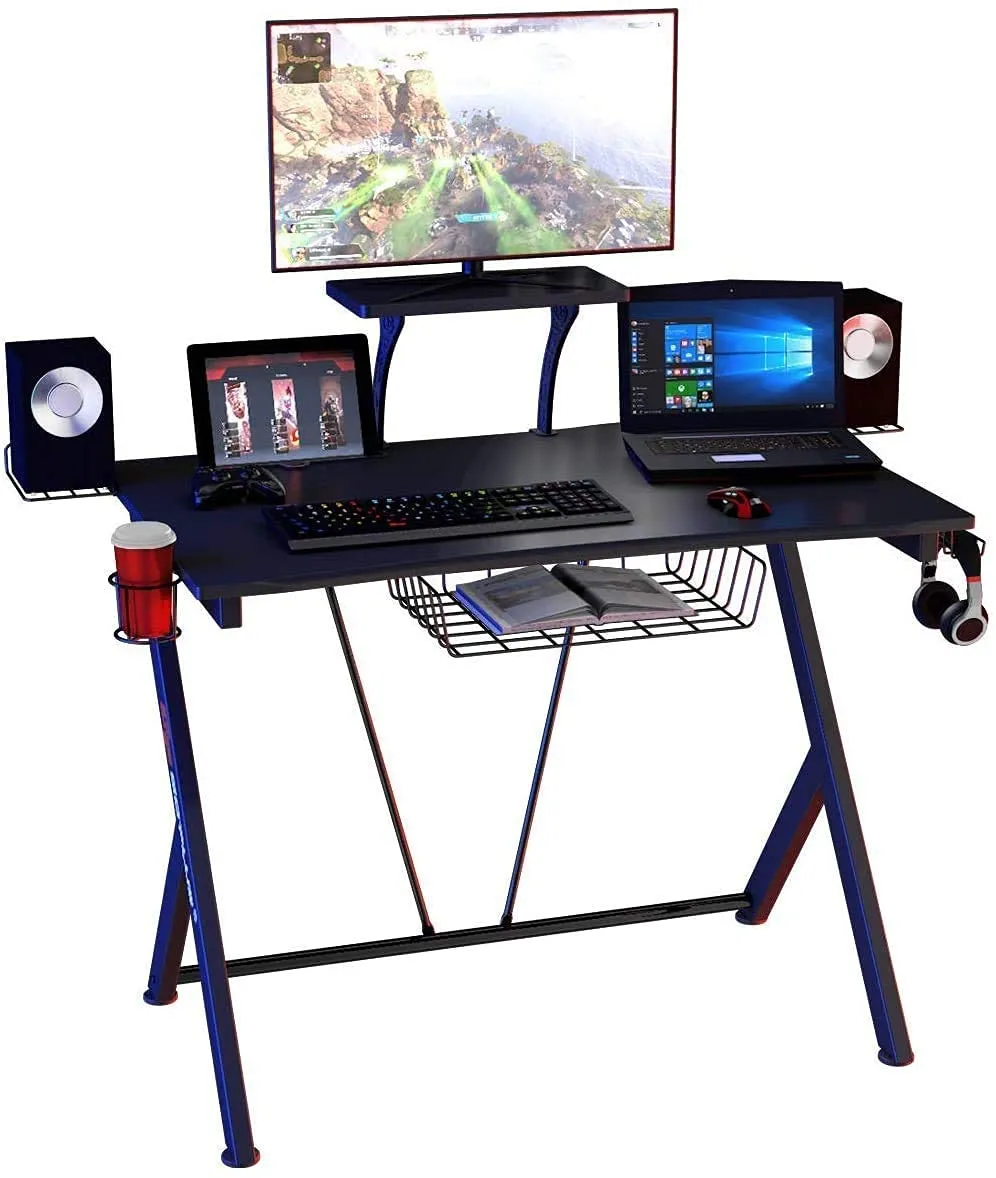 Tangkula Gaming Desk, E-Sport Gaming Workstation, Multifunctional Computer Desk Gamer Desk