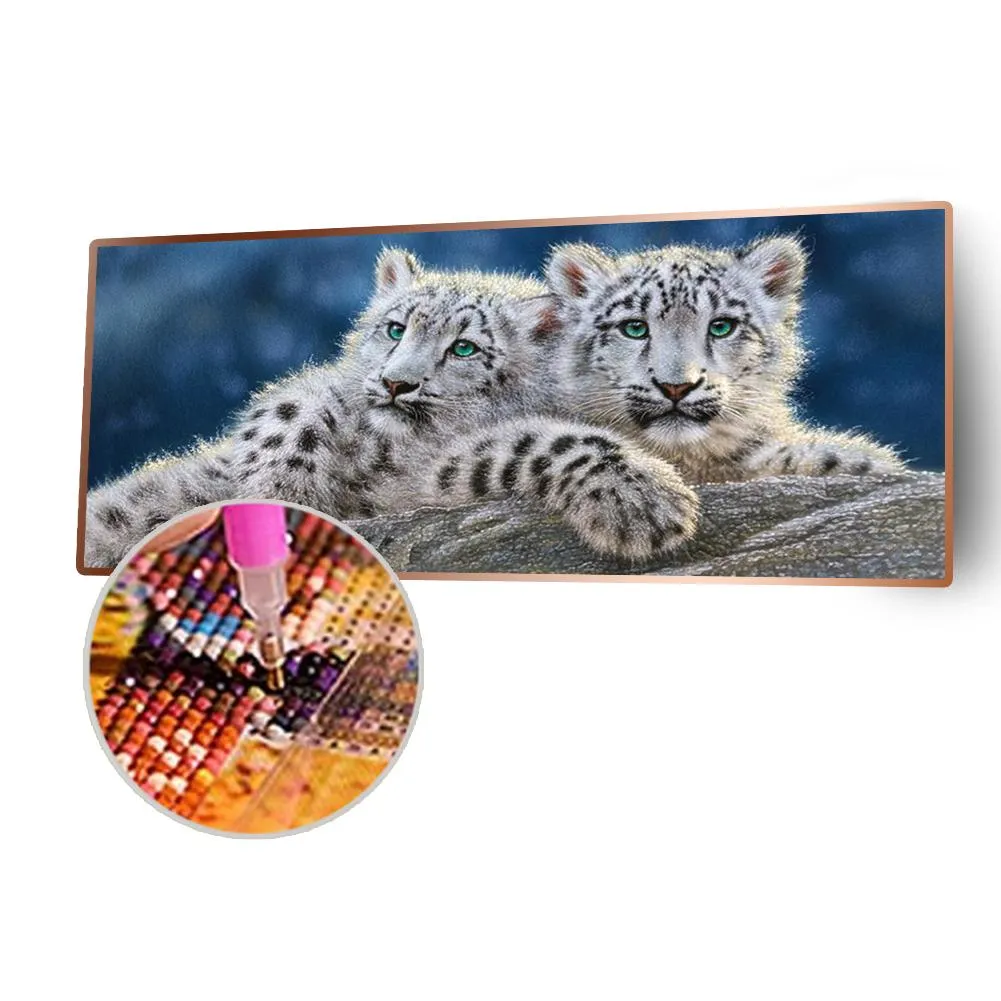 Tiger - 5D DIY Round Drill Diamond Painting (Canvas 80x30cm/31.50x11.81in )