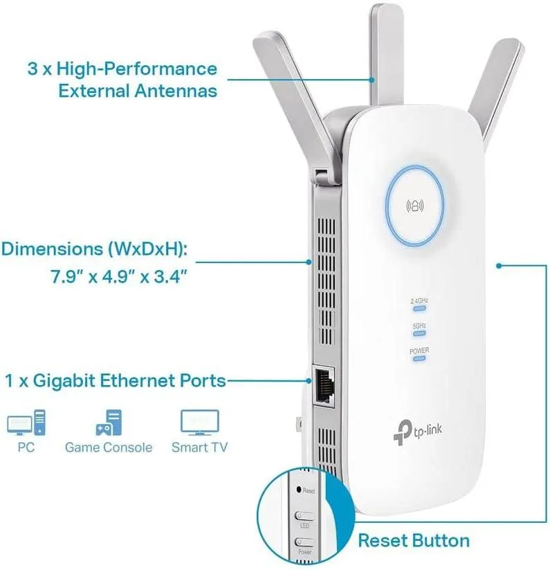 TP-Link AC1900 WiFi Extender, Covers Up to 2800 Sq.ft and 35 Devices.