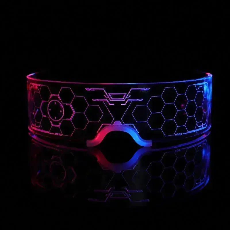 Trendy Unisex 3D Luminous LED Light up Glasses for cosplay Rave Festivals Bars Clubs Parties  Futuristic Light up Eyeglass