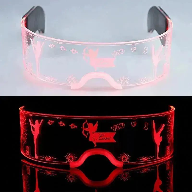 Trendy Unisex 3D Luminous LED Light up Glasses for cosplay Rave Festivals Bars Clubs Parties  Futuristic Light up Eyeglass