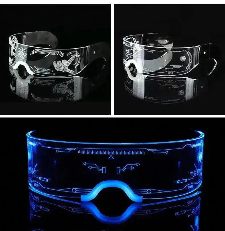 Trendy Unisex 3D Luminous LED Light up Glasses for cosplay Rave Festivals Bars Clubs Parties  Futuristic Light up Eyeglass