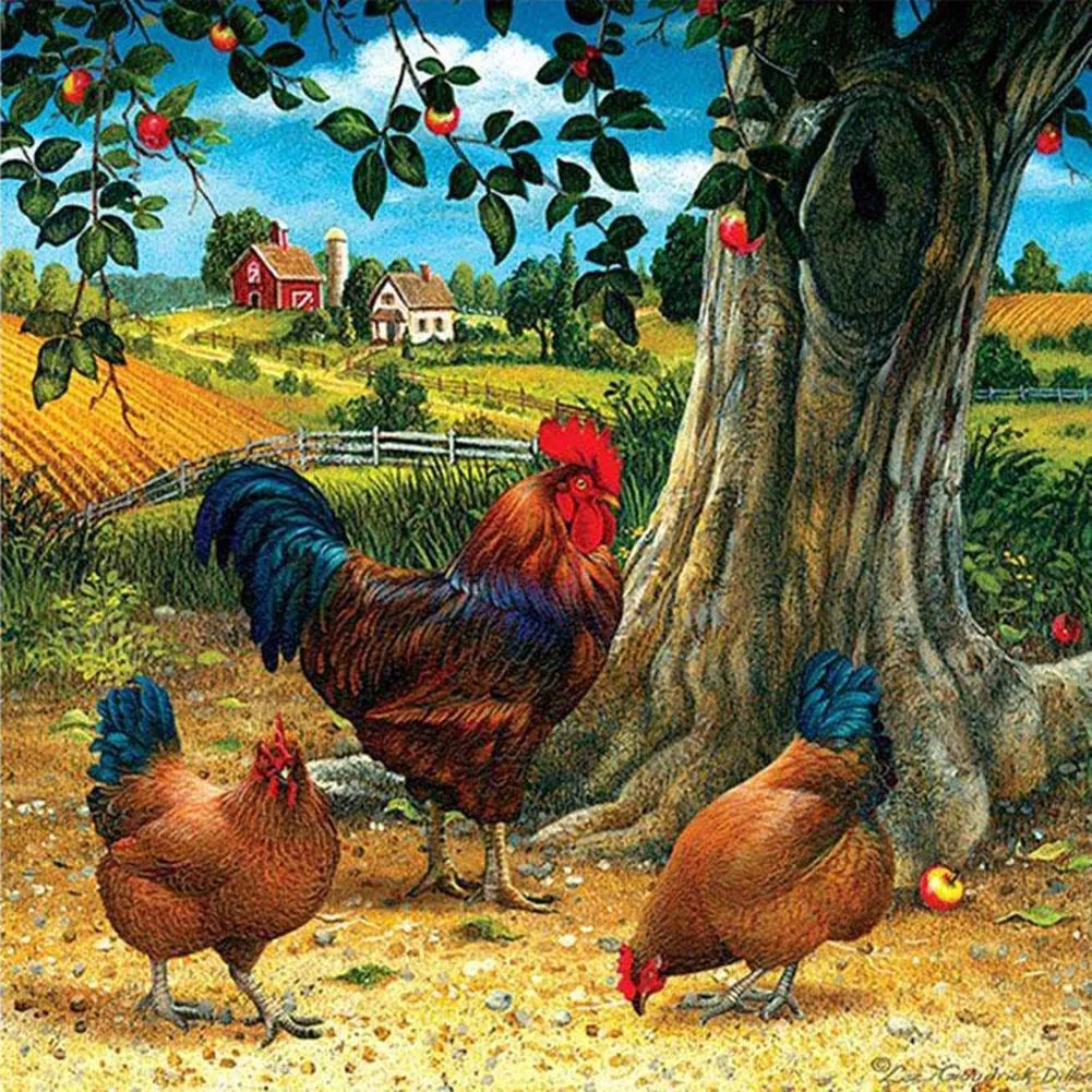 Village Fowl  - Full Diamond Painting 30x30cm