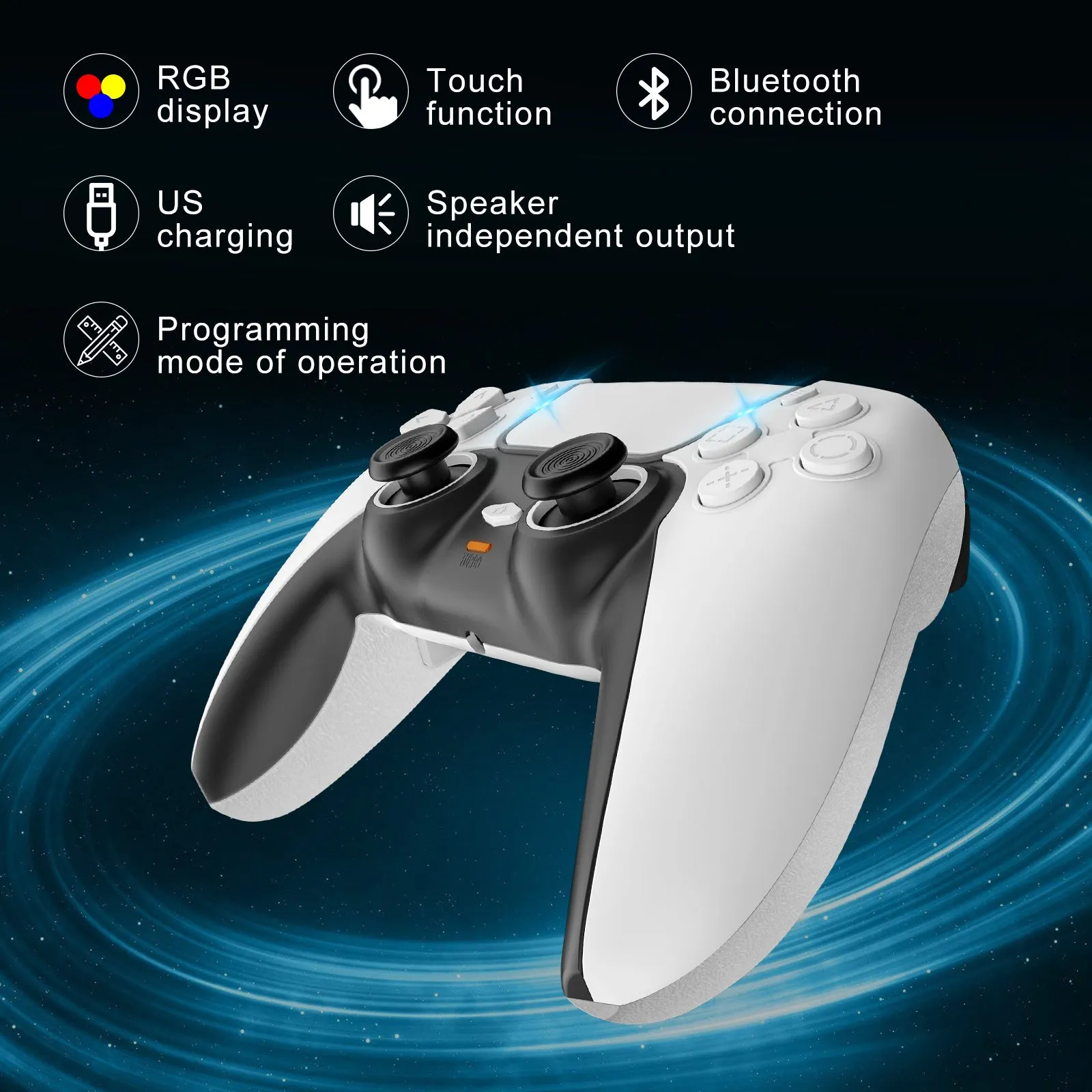 Wireless Controllers for PS4 / PC/Android Mobile Phone Joystick Gamepad Bluetooth Gaming Controller with Touch Panel Six-axis Dual Vibration Shock and Audio