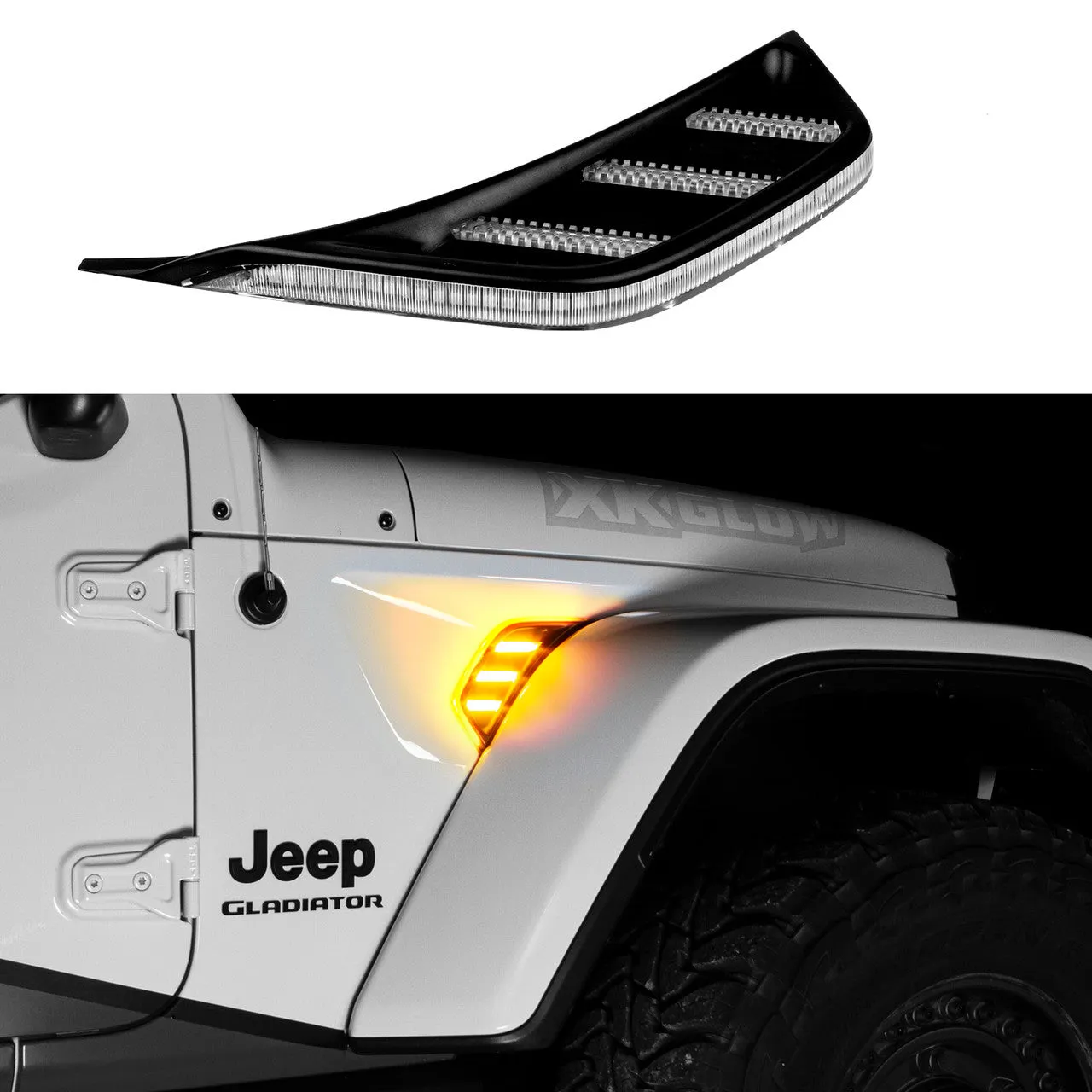 XKGlow Amber Fender Vent - Jeep JL&JT w/ Turn Signal & Running Light