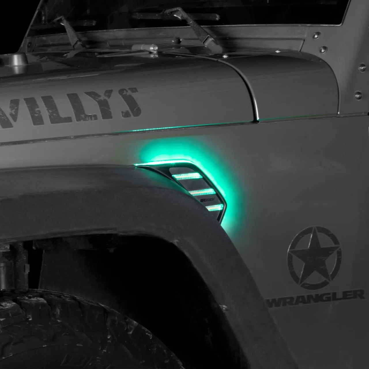 XKGlow RGB   Amber Fender Vent Jeep Wrangler JL/ Gladiator JT w/ Turn Signal Running Light / XKChrome Smartphone App